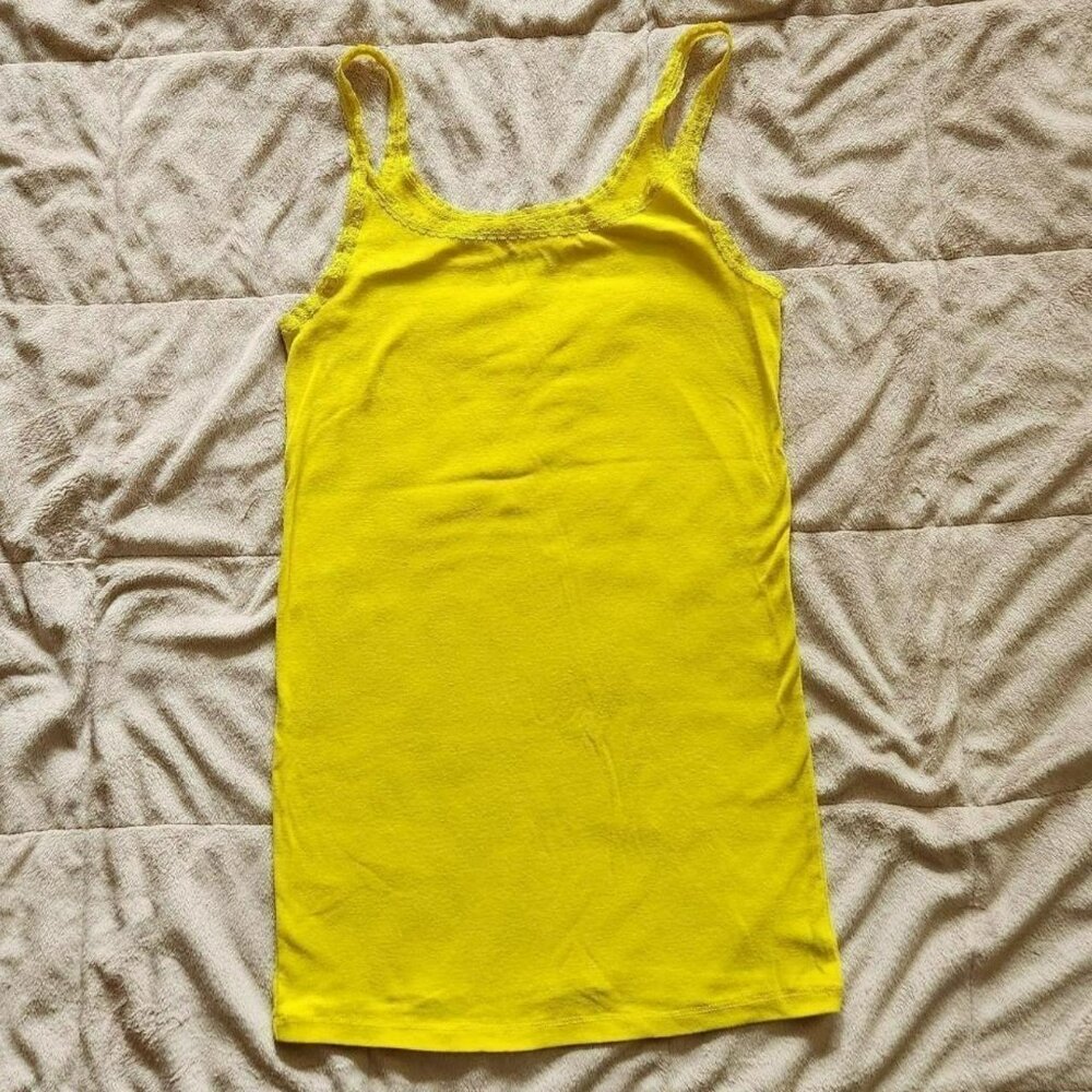 Vintage Old Navy lace yellow tank top women Sz M festivals trending color - Picture 5 of 8
